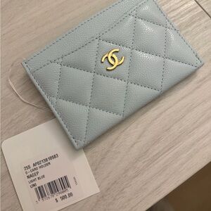 CHANEL Sky Blue Quilted Card Holder